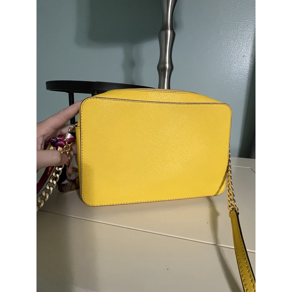 Michael Kors Jet Set East West Saffiano Crossbody Bag Yellow Leather - Picture 4 of 7